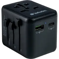 Verbatim Universaali matkasovitin, USB-C PD 20W, USB-A QC3 18W, musta
