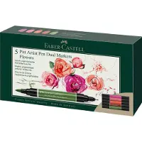 Faber-Castell Pitt Artist Pen Dual Marker, 5 kpl, Ruskea, Vihreä, Magenta, Oranssi, Vaaleanpunainen, 3 vuosi/vuosia, Harjas/ohut pää, Pyöreä, Vesipohj (162007)