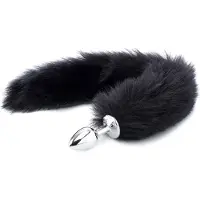 Zenn Deluxe Fluffy Fox Plug Black 45 cm