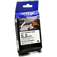Brother HSe-211E -kutistesukka, musta teksti valkoisella pohjalla, leveys 5,2 mm