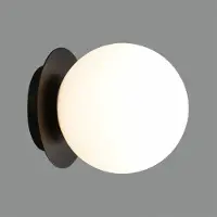 ACB Parma seinävalaisin IP44 E27 15cm opaali/mattamusta