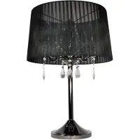 Grönlund Crystal pöytävalaisin 62cm 4xE14 musta / musta kromi