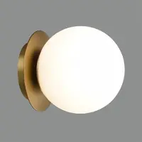ACB Parma seinävalaisin IP44 E27 15cm opaali/antiikkikulta