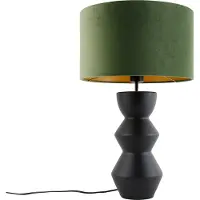 QAZQA Design-pöytävalaisin musta samettivuori vihreä kullalla 35 cm - Alisia