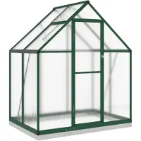 vidaXL Kasvihuone pohjarungolla vihreä 169x114x202 cm alumiini