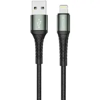 Jellico B12 nailonpunottu iPhone &iPad Lightning USB-data ja nopea 3.1A laturikaapeli, 2m, musta