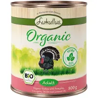 Lukullus 6x800g Organic Adult kalkkuna & kesäkurpitsa gluteeniton koiranruoka