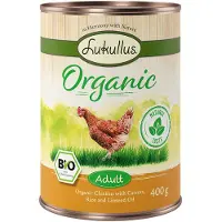 Lukullus 6x400g Organic Adult kana & porkkana gluteeniton koiranruoka