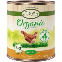 Lukullus 6x400g Organic Adult kana & porkkana gluteeniton koiranruoka