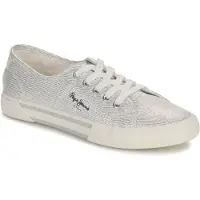 Pepe Jeans for woman. PLS31439 Brady Party Ballerina Shoes silver (40), Fabric, Flat, Laces, Casual