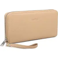 Aarni hirvennahkainen Clutch-lompakko hopeanvärisellä vetoketjulla Taupe