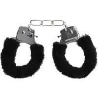 Ouch! B&W - Pehmustetut käsiraudat aloittelijoille, kevyet, karvapäällysteellä, metalli, musta