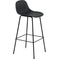 Muuto Fiber Tube Baarijakkara Selkänojalla 75 Cm / Antrasiitti - Baarijakkarat Kierrätetty Muovi Musta - FIBABTUN01011