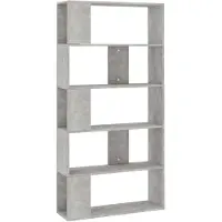 vidaXL Kirjahylly/tilanjakaja betoninharmaa 80x24x159 cm lastulevy