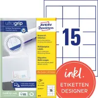 Avery Zweckform Ultragrip etiketit 64x50mm valkoinen, 1500 kpl.