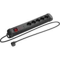 Lanberg SP1-05F-0150-BK, 1,5 m, Sisätila, Tyyppi F, Suora, Ylikuormitussuojaus, Muovi