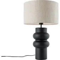 QAZQA Design-pöytävalaisin musta kangasvarjostin vaaleanharmaa 35 cm - Alisia