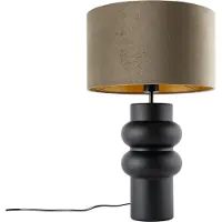 QAZQA Design-pöytävalaisin musta samettivoilehti ja kulta 35 cm - Alisia