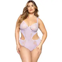 Seven Til' Midnight Plus Size Lavender Pitsiteddy - Purple - 3XL/4XL