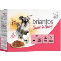 Briantos 48x100g Chunks in Gravy nauta & porkkana koiran märkäruoka