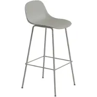 Muuto Fiber Tube Baarijakkara Selkänojalla 75 Cm - Baarijakkarat Kierrätetty Muovi Harmaa - 58921