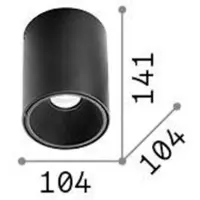 Ideal Lux LED- Nitro Round, musta, korkeus 14,2 cm Round, Musta, Olohuone/ruokailutila, Alumiini, Moderni