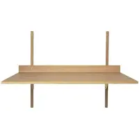 Ferm Living Sector Seinälle kiinnitettävä työpöytä - Oak/Brass