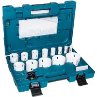 Makita D-63993, Setti, Pora, Alumiini, Muovi, Terästä, Puu, Kaksoismetalli, HSS-teräs, 3,8 cm, 16,19,22,25,32,35,37,44,51,57,64,68,76 mm