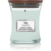 Woodwick Sagewood & Seagrass tuoksukynttilä sisältää puusydämen 85 g