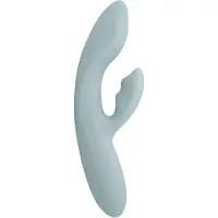 Svakom Chika - Rabbit-vibraattori, pehmeä, nestemäinen silikoni, lämmitystoiminnolla, älytoiminnolla, Bluetooth-ominaisuudella, turkoosinharmaa