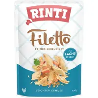 Rinti 24x 100g Filetto Pouch in Jelly Huhn mit Lachs Hundefutter nass