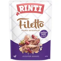 Rinti 24x 100g Filetto Pouch in Jelly ankka & ankansydän koiran märkäruoka