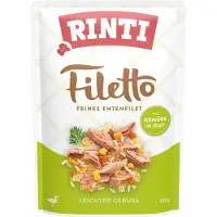 Rinti 24x 100g Filetto Pouch in Jelly ankka & vihannekset koiran märkäruoka