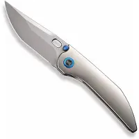 We Knife Attor WE23037B-2 Polished Bead Blasted CPM 20CV, Polished Bead Blasted Titanium pocket knife, Dalibor Bergam design