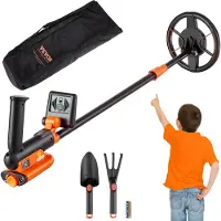 Vevor -metallinilmaisin lapsille, 15,2 cm vedenpitävä hakukela LCD-näytöllä, säädettävä 66 cm - 91,4 cm kultailmaisin, kevyt hiilikuituvarsi juniori- ja nuorisokuorten kultakolikoiden aarteiden etsimis