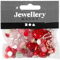 Creativ Company Glass Beads Various Ladybug Heart Leaves 60 grams