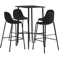 vidaXL Baarikalusteet, 5 kpl, musta, kangas, Juoda