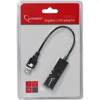 Gembird NIC-U3-02, Langallinen, USB, Ethernet, 1000 Mbit/s, Musta