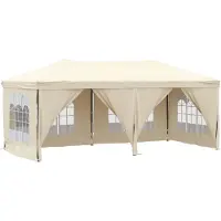 vidaXL Kokoontaittuva juhlateltta sivuseinillä kerma 3x6 m