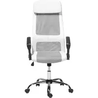Beliani Työtuoli valkoinen 63 x 118-126 x 63 cm polyesteri kääntyvä säädettävä pyörät verkkokangas muovi Beliani