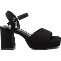 Xti for woman. 14147101-NEGRO Ms Antelina Leather Sandals Black (40), 5 to 8 cm, Suede, Buckle, Casual, Party
