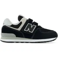 New Balance unisex for kids. PV574V1 Leather Sneakers 574 black (28 W), Flat, Velcro, Casual, children's fashion
