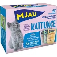 Mjau Säästöpakkaus: 48 x 85 g Kitten Pouch - sekapaketti Menu (3 lajiketta)