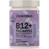 Makrobios B12 + Folaatti Vadelma 60 tabl. ravintolisä