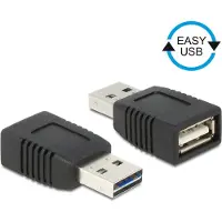 DeLOCK 65520, USB 2.0 A, USB 2.0 A, Musta