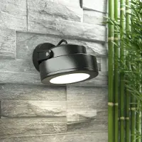 Fumagalli 1891 Tommy-ulkokohdevalo, pyöreä, musta 1-lamp. 10W CCT Tommy, Musta, Synteettinen materiaali, Moderni, seinäkohdevalaisin