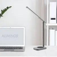 Aluminor Led pöytävalaisin Luna, himmennettävä, Alumiini/harmaa/sinkki, Työhuone/toimisto, Metalli, Moderni