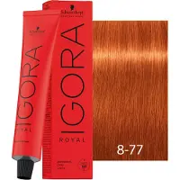 Schwarzkopf Pysyvä värjäys - - Igora Royal 8-77 - Erittäin vaalea kupariblondi - 60ml - Teräväpiirto