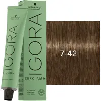 Schwarzkopf Professional IGORA ZERO AMM kestohiusväri ammoniakiton sävy 7-42 60 ml