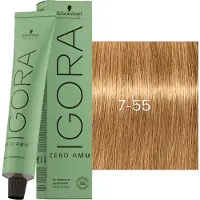 Schwarzkopf Professional IGORA ZERO AMM kestohiusväri ammoniakiton sävy 7-55 60 ml